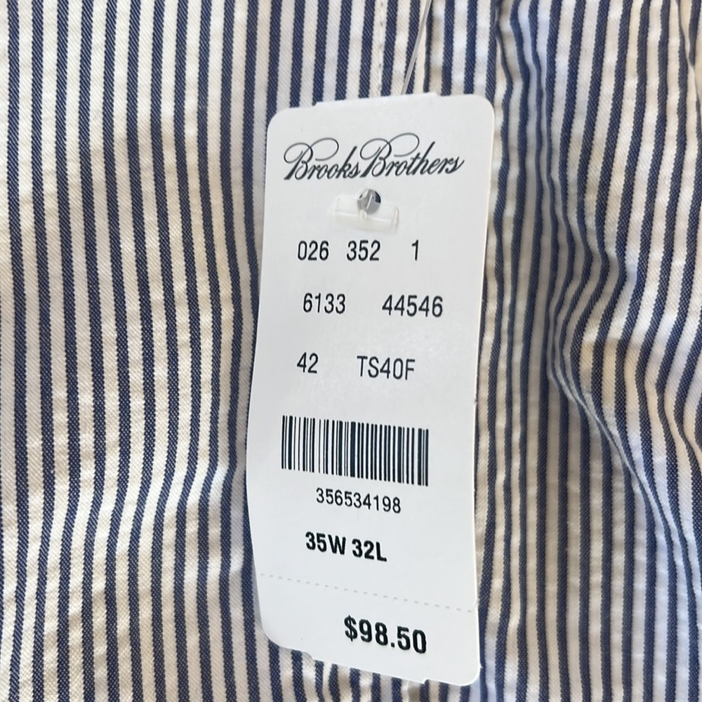 NWT Mens Brooks Brothers Elliot Blue Seersucker Pant W35 L32 - Picture 5 of 8